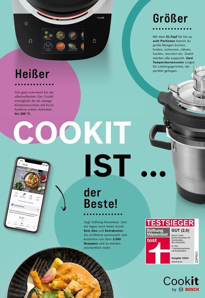 Der Bosch Cookit ist größer, heißer, leiser und mehrfacher Testsieger! Der Bosch Cookit ist größer, heißer, leiser und mehrfacher Testsieger!